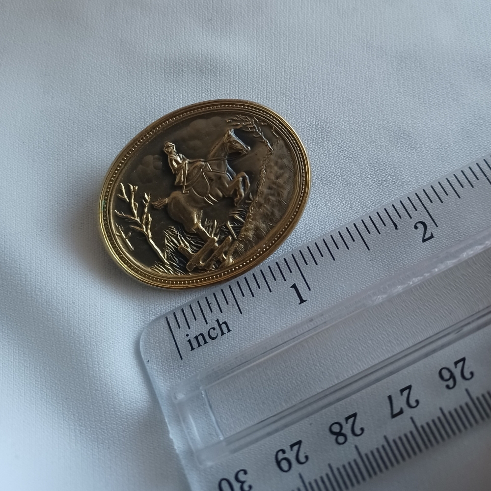 Rustic Horse Back Riding Brooch - Picture 7 of 7